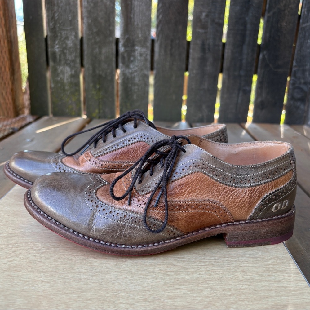 Bed Stu Lita Leather Wingtip Oxford Lace-Up Brogue Detail Shoes In Brown Sz 7